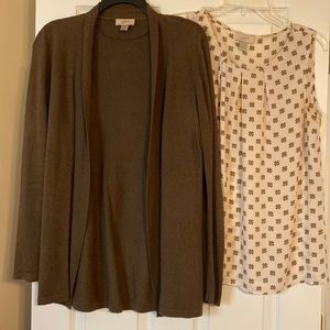 Loft Olive Sweater/Tank Layered Set